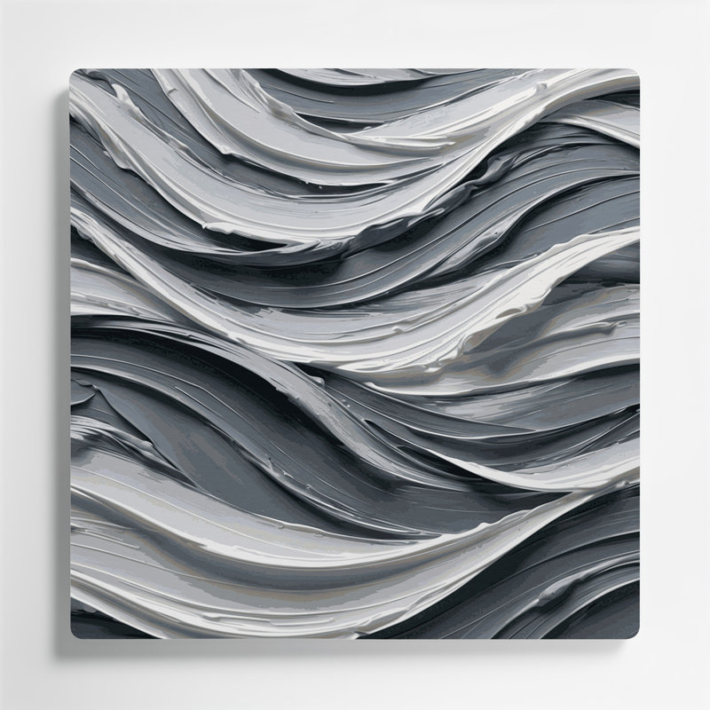 Art mural en métal horizontal rayé gris acier blanc gris, H 32 po x l 32 po