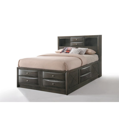 Ireland Gray Oak Finish EK Bed W/Storage -  Red Barrel Studio®, 9E7C67BB8E1D4A5796EE0B4F8D0F2455
