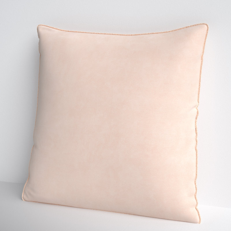 Kam Fringed Cotton Reversible Throw Pillow, Polyester/Polyfill, Light Pink