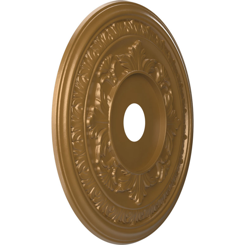 EnduraForm PVC Baltimore Thermoformed Ceiling Medallion, 22"OD x 3 1/2"ID x 1"P (Fits Canopies up to 7 3/4"), Metallic Gold Rush
