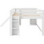Lit mezzanine double pleine grandeur blanc avec glissière et trois tiroirs de rangement - Design moderne, matériaux, aucun sommier nécessaire, facile à installer