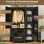 Armoire-penderie en bois de 178 cm avec miroir et 3 tiroirs, grande armoire autoportante pour le rangement de la chambre, noire