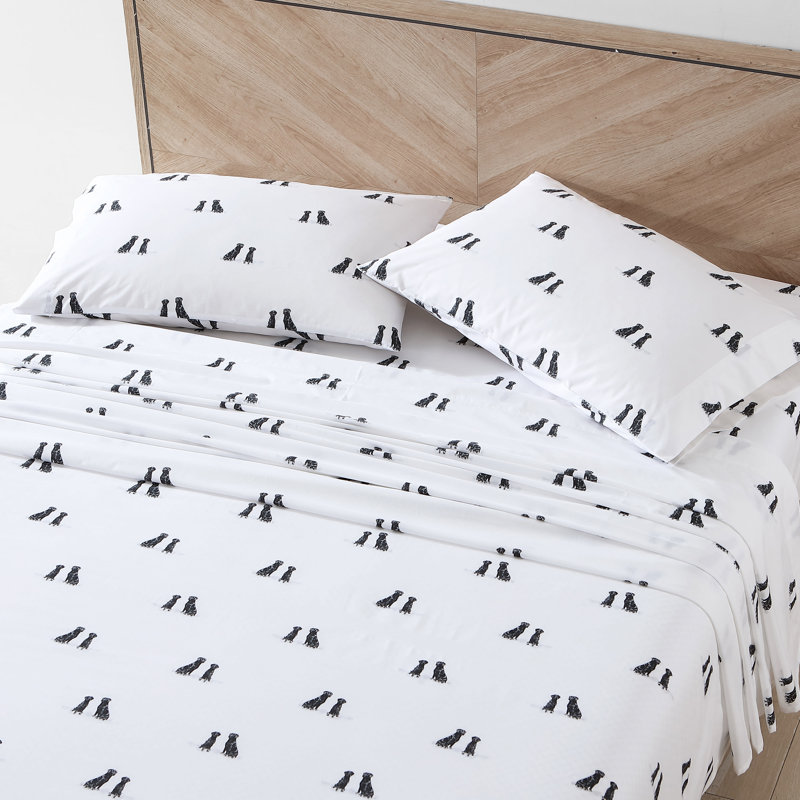 Shasta Lake Cotton Percale Standard Sheet Set, Queen Sheet Set with 2 Pillowcases, Labrador Fields