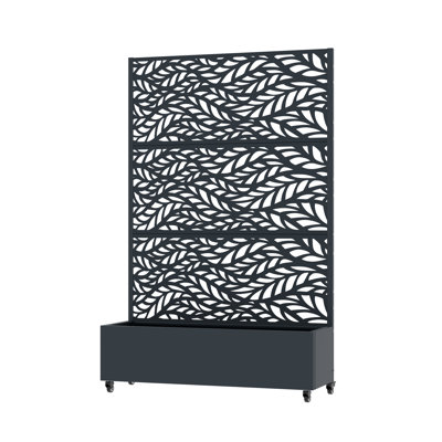 Metal Planter Box with Trellis with Wheels