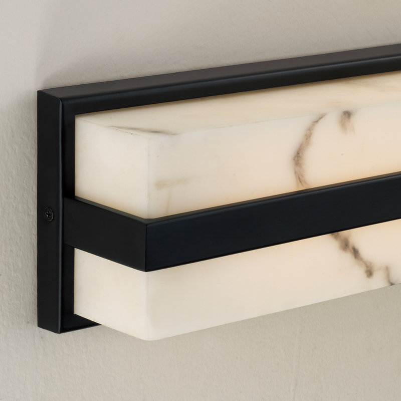4.75" W x 24" H ADA Integrated LED Vanity Bath Bar in Matte Black with Alabaster Glass, Matte Black