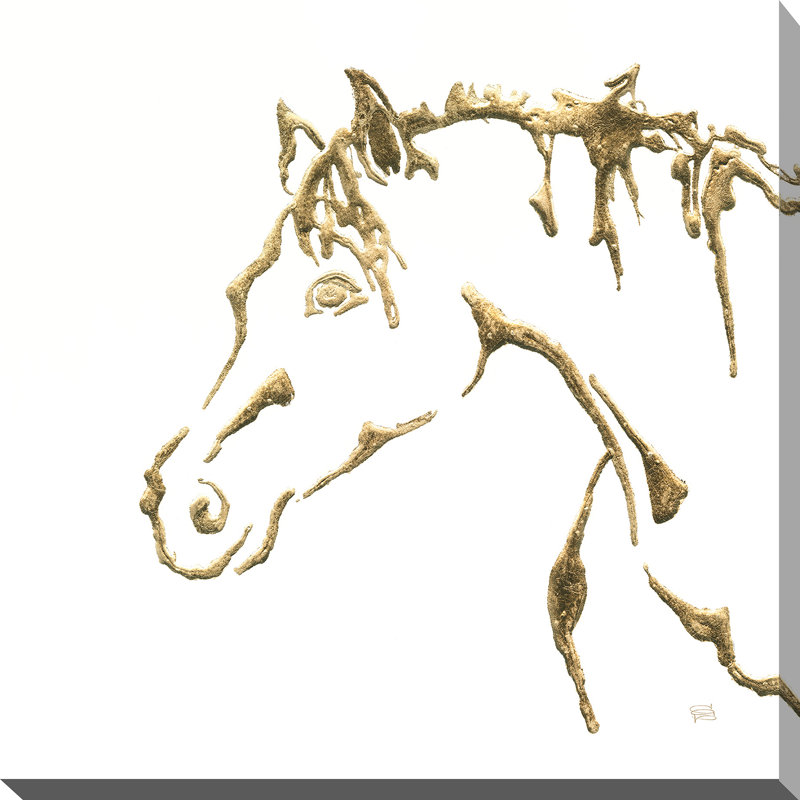 «Gilded Cowpony on White», reproduction sur toile, H 18 po x l 18 po x P 1 po, Toile tendue