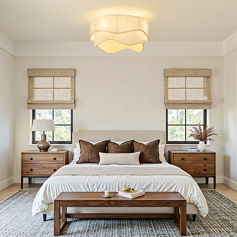 Ventilateur de plafond en cage 20 po avec abat-jour en tissu, ensemble d'éclairage et télécommande Boho
