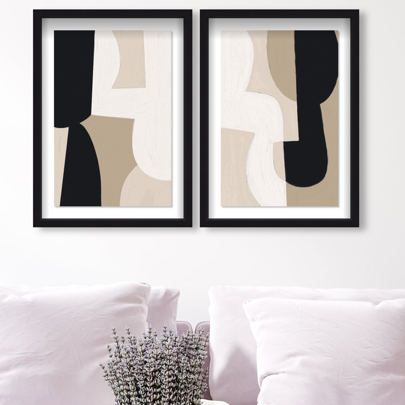 El Modernista Set Shadowbox Abstract Print by Oliver Gal, Black Frame, 10 x 15, 17.5"H x 25.5"W, Black Shadowbox