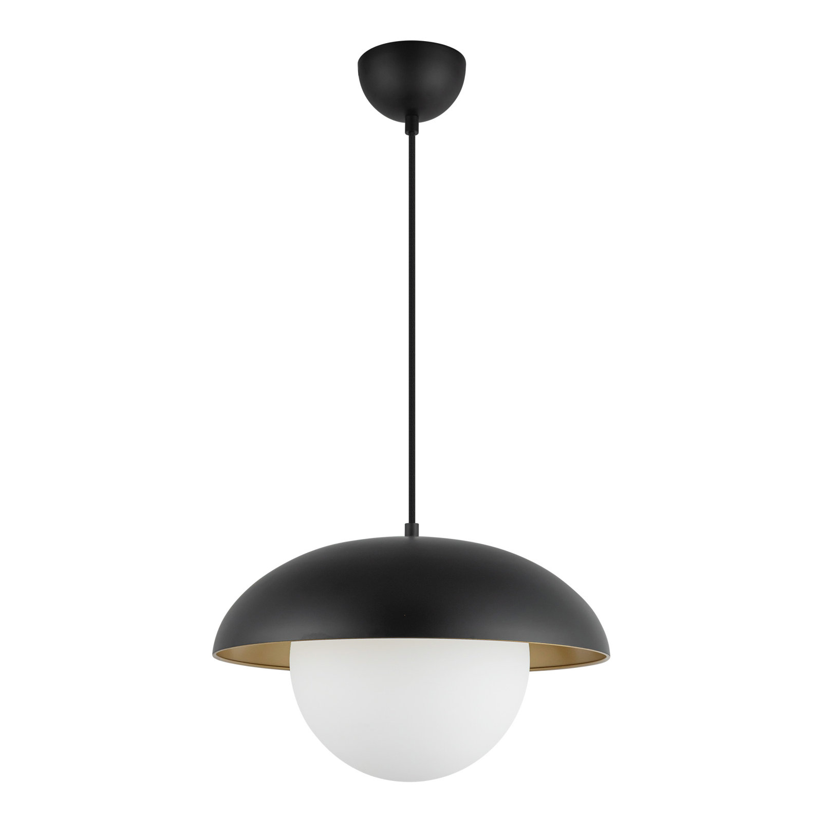 Alessia Single Light Glass Pendant, Matte Black, 10.5" H x 16" W x 16" D