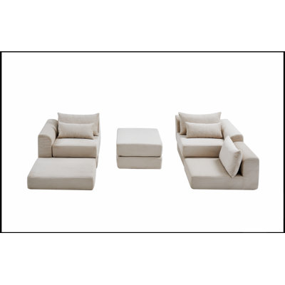 Ensemble de canapé modulaire rembourré, ensemble de canapé de salon modulaire en forme de L de 100 po avec 5 coussins, canapé-lit bricolage pour salon, appartement, chambre à coucher