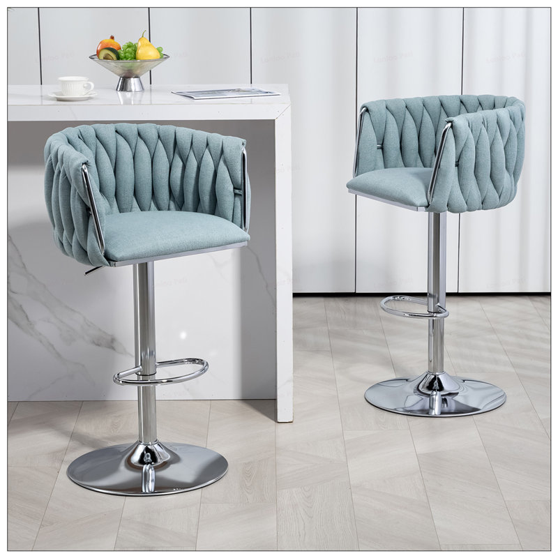 2 tabourets de bar pivotants à hauteur réglable, Bleu