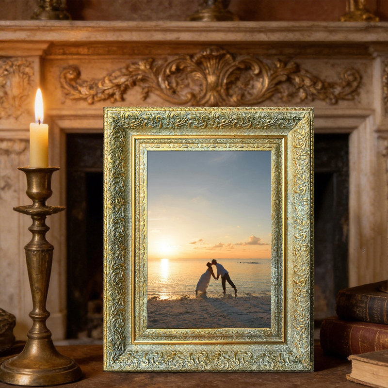 Cadre photo mural antique en or avec plexiglas 1PC 5 po x 7 po