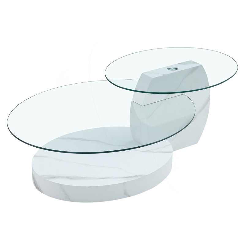 Table basse contemporaine à double couche, Blanc