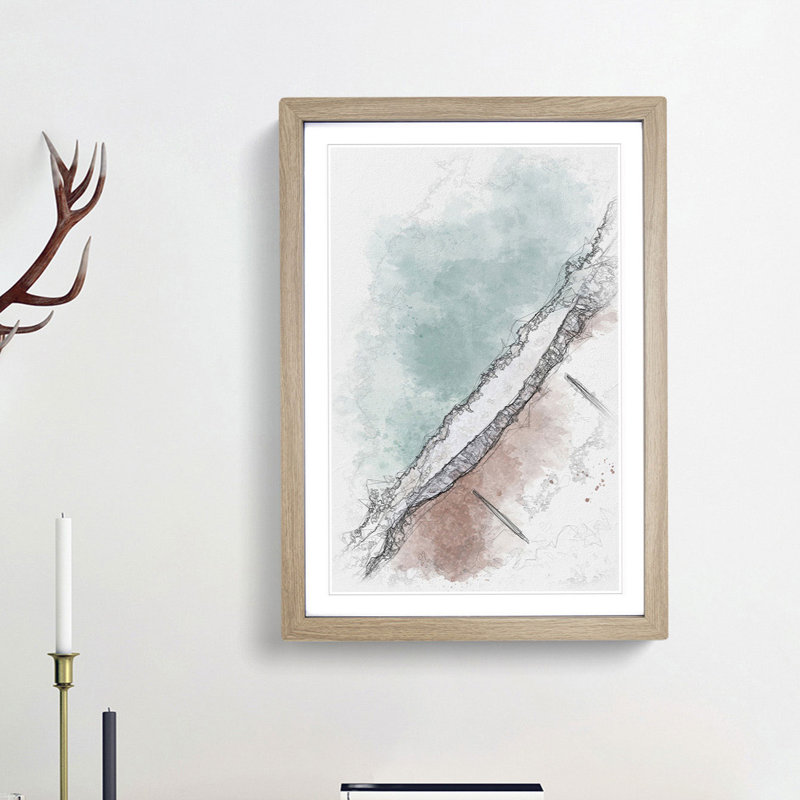 View of Brighton Beach - Picture Frame Painting Print, 33cm H x 24cm W x 2cm D, Oak Framed