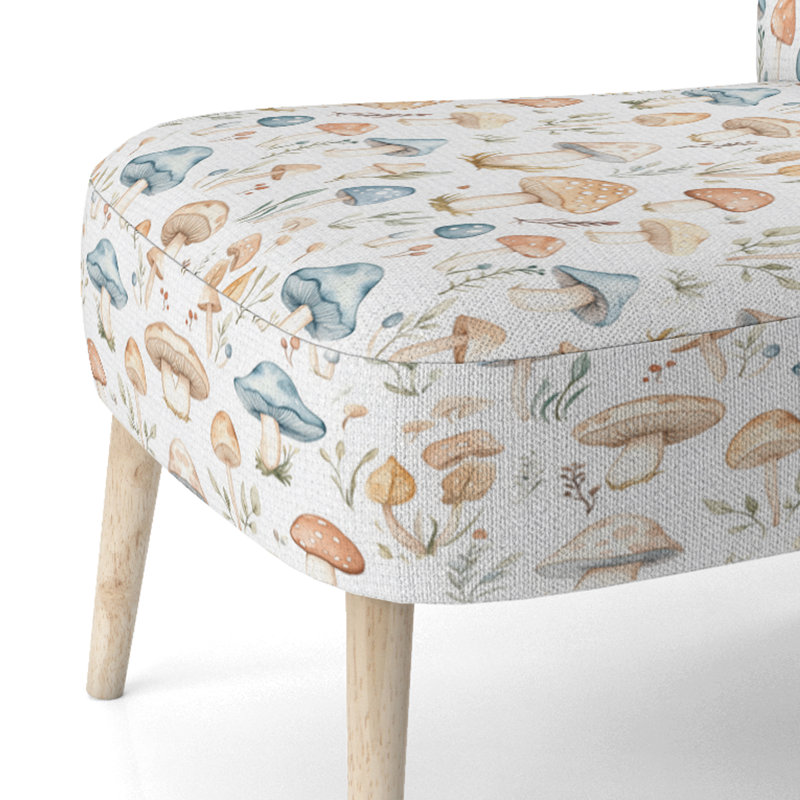 Fauteuil d'appoint pour enfant motif forêt - Champignons pastel en velours, Chaise d'appoint sans accoudoirs