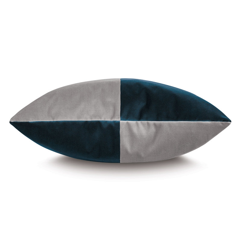 Studio 773 Lifestyle Velvet Colorblock Decorative Pillow Cover & Insert, Peacock/Gray