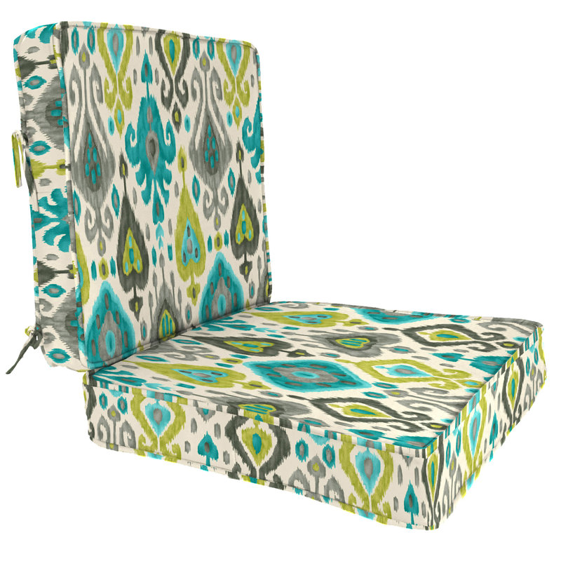 24" x 47" Outdoor Deep Seat Cushion Set with Ties and Welt, Multi-Colored