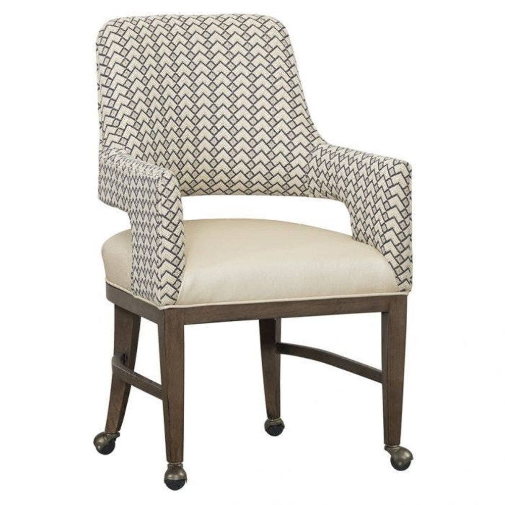 Upholstered King Louis Back Arm Chair Fairfield Chair Leg Color: Tobacco, Upholstery Color: 8789 Juniper