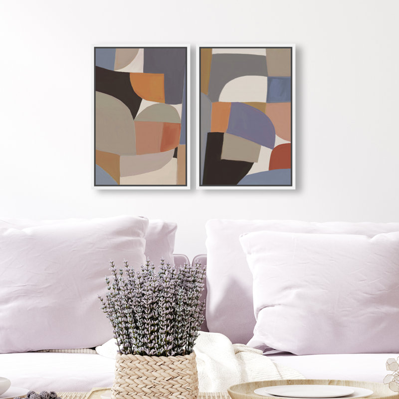 Muted Prelude Set Set by Oliver Gal, 62"H x 42"W, White Floater Frame