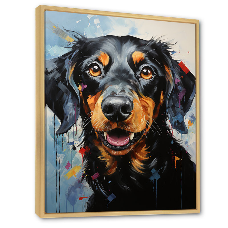 Dachshund Delight III sur impression sur toile, H 20 po x l 12 po x P 1 po, Cadre naturel flottant