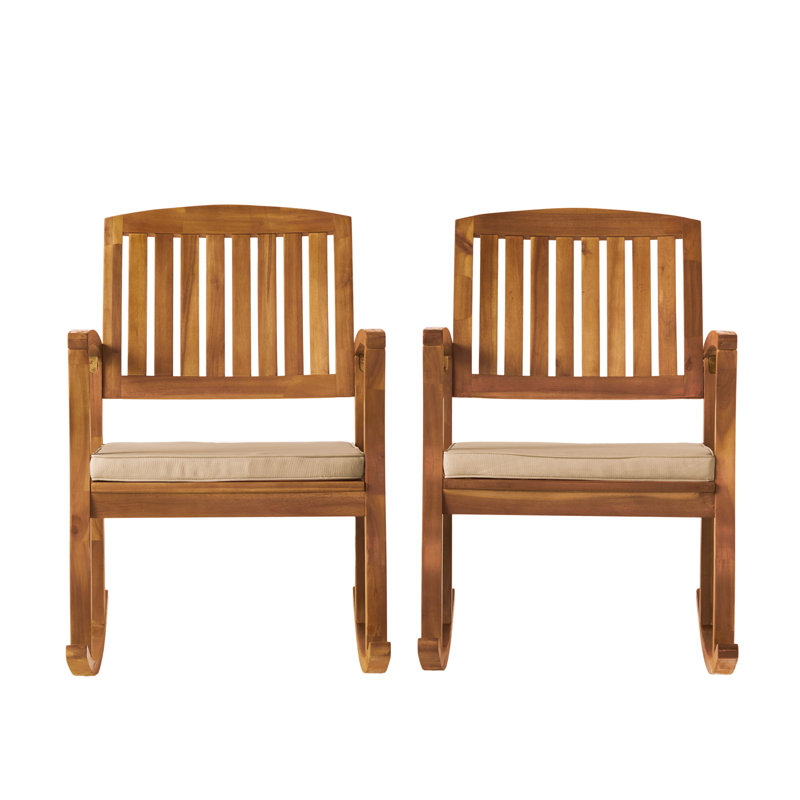 Chaise berçante en acacia avec coussin Brizio