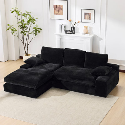 Black 4 - Seat Modular Sectional L Shape , Modern Minimalist Style, 99*69", Upholstered Sleeper With Foam And Soft Corduroy Fabric In Structure Spring Support