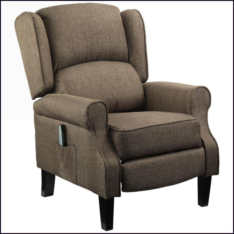 Fauteuil inclinable avec massage et amp; Chaleur, conception à oreilles avec télécommande | Bleu | Polyester