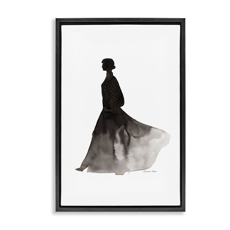 Couvert d'un cadre flottant à silhouette dorée, design par Simone Elum, H 31 po x l 21 po, Cadre flottant noir de jais