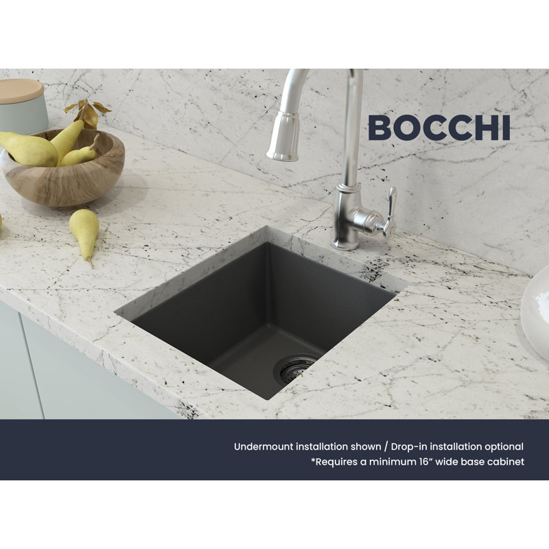 Campino 16'' L Single Basin Kitchen Sink, Concrete Gray
