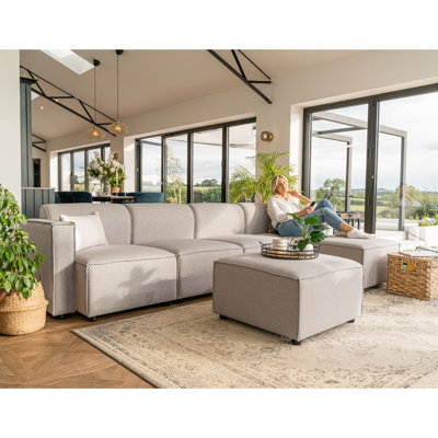 Ishah Module Sofa With 2 Ottoman Grey