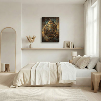 «Gallery Wrap», art mural sur toile pour le salon, la chambre à coucher, le bureau ou le vestibule - décoration murale décorative avec horloge Steampunk