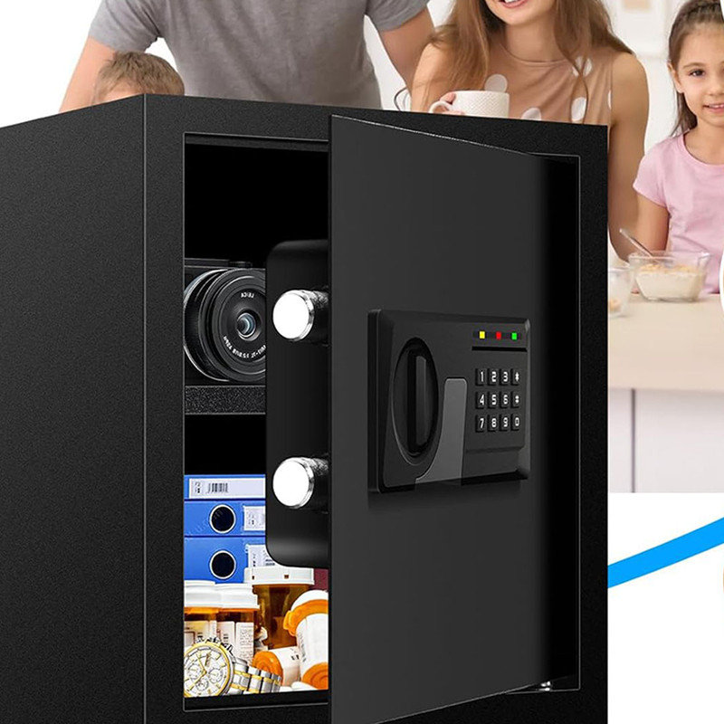 Digital Security Safe Box with Programmable Keypad and Spare Keys, Safety Box for Home Uses Document Safe for Valuables