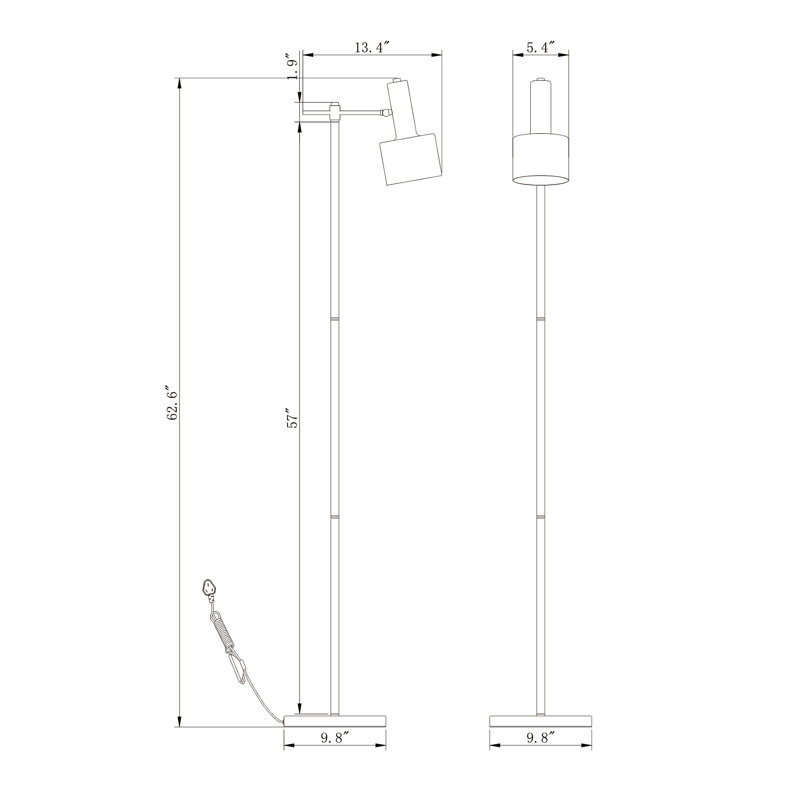 63'' Matte Gold Task Floor Lamp