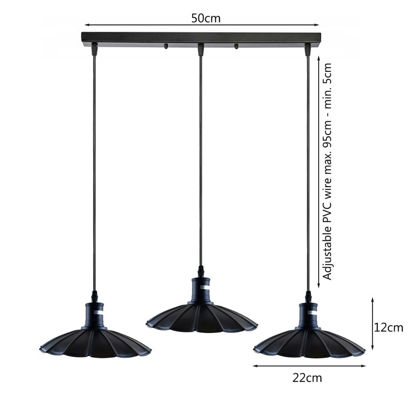 Pablo 3 - Light Black Kitchen Island Pendant, Black