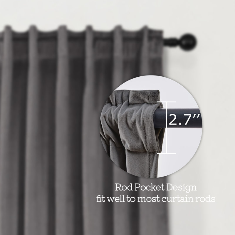 Thermal Blackout Curtain Panels, 52" W x 96" L, Gray