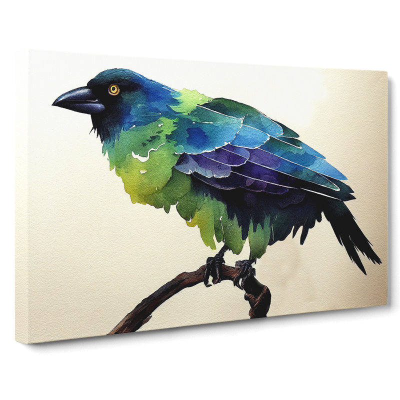 Crow Bird Watercolour Vol.1 - Wrapped Canvas, 50cm H x 76cm W x 3cm D