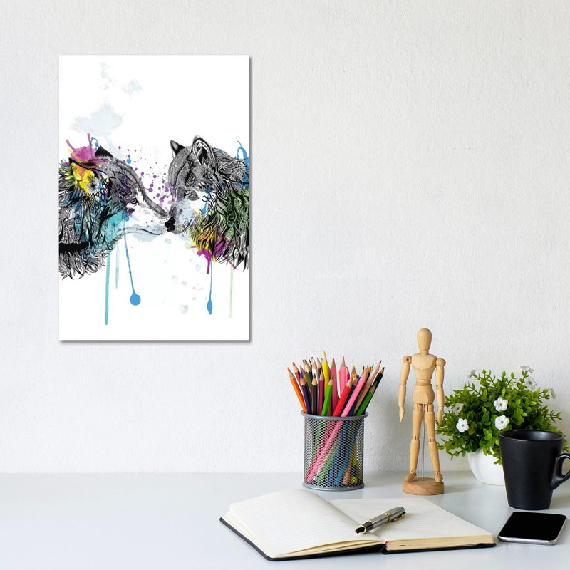 Wolves by Karin Roberts - Wrapped Canvas Painting, 20.32 cm H x 30.48 cm W