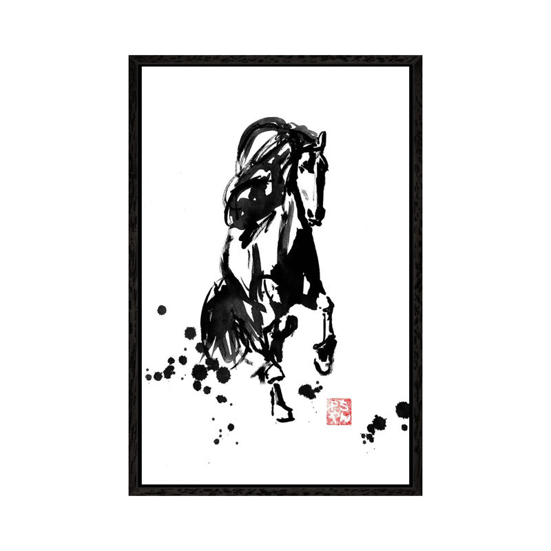 Running Horse by Péchane - Print on Canvas, Black Framed, 66.04 cm H x 45.72 cm W