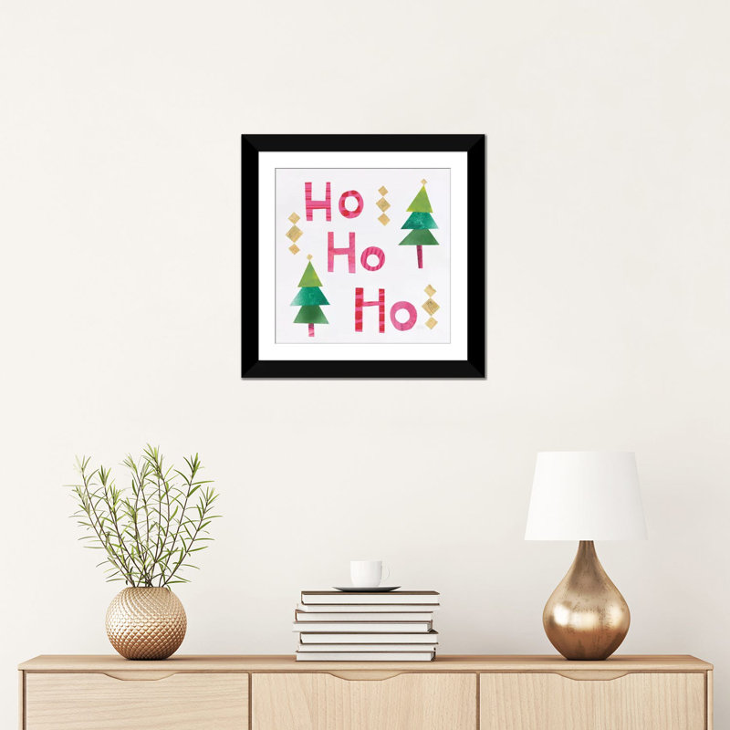 « christmas collage i », art textuel sur toile, H 16 po x l 16 po x P 1 po, Papier d'art encadré noir, Blanc