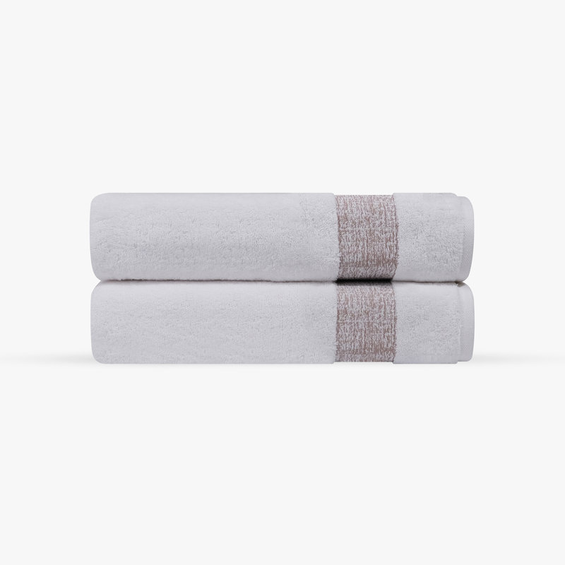 Ensemble de 2 serviettes de bain turques Jonnae, Beige