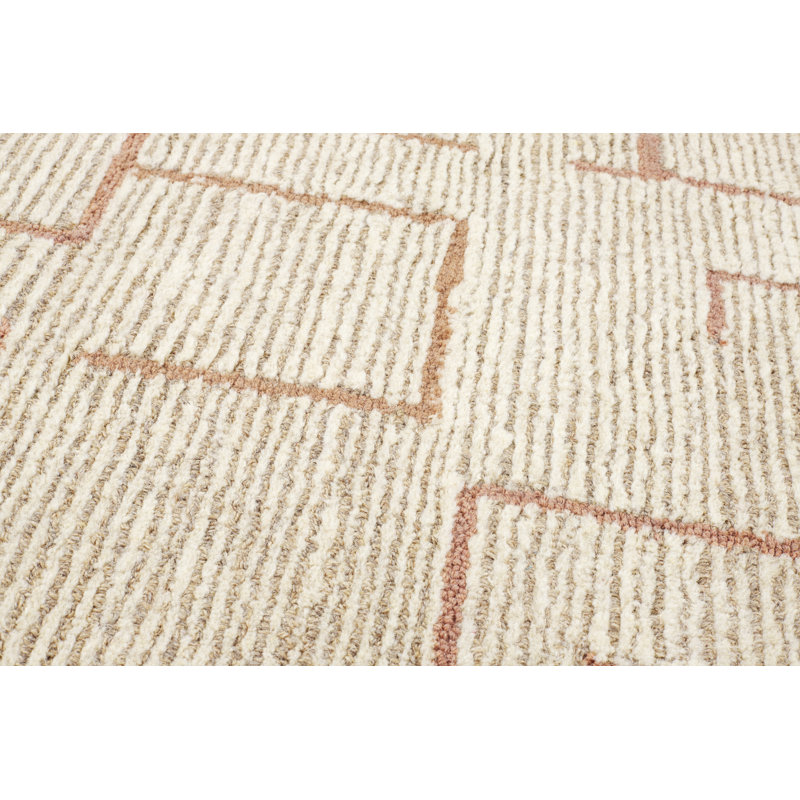 Tapis d'intérieur en laine touffeté à la main Mid Century, 2 pi x 3 pi, Argile