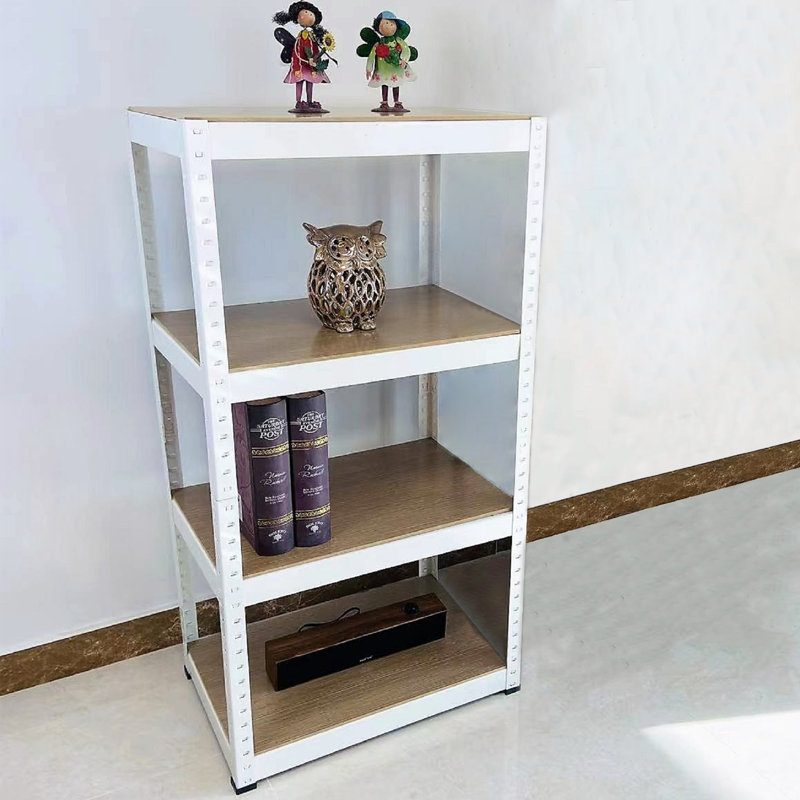 Étagère de rangement réglable à 4 niveaux avec cadre en métal et planches stratifiées l 31,5 po x P 16,7 po, Blanc