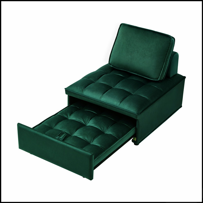 Canapé-lit convertible en velours avec coussin amovible, parfait pour les espaces modernes et traditionnels, Gris