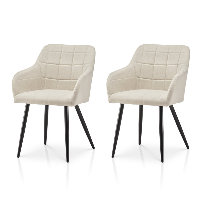Priscilla 50cm H Linen Upholstered Metal Armchair, Beige