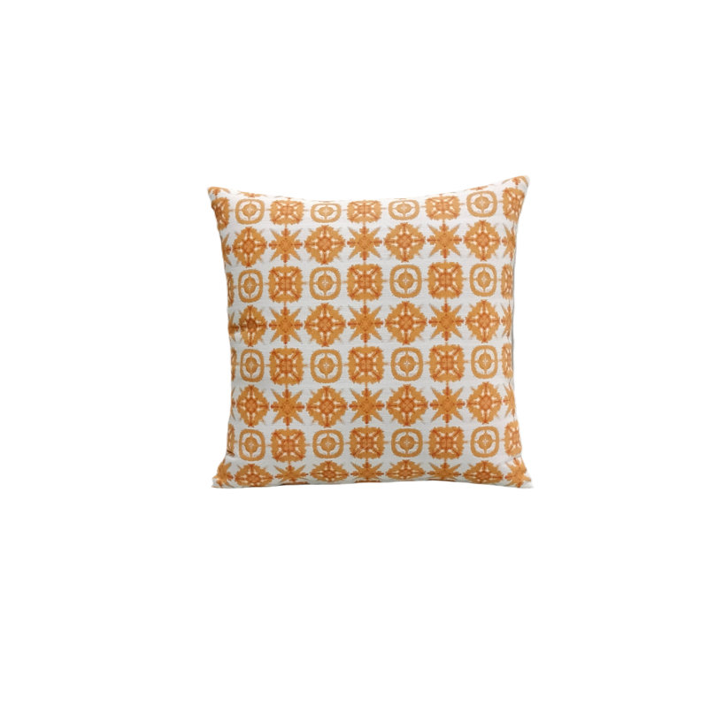 Liza Pillow Cover & Insert Square in Orange/White, 16" x 16"
