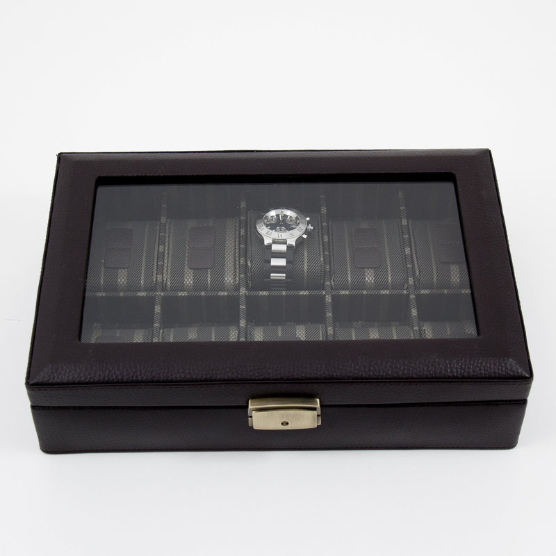 Leather Watch Box + Locking, Brown