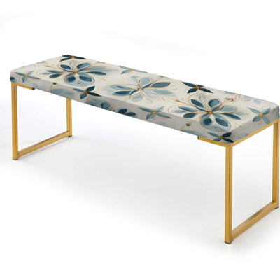Maltese Mosaic - Damask Upholstered Gold Bench