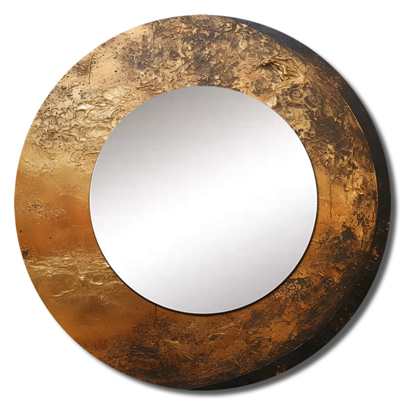 Bronze Moon Beam - grand miroir mural sur métal, Rond, 36 po x 36 po
