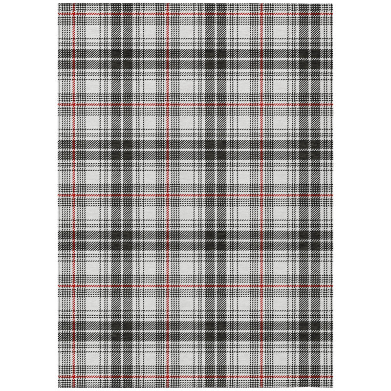 Aurora Black Washable Indoor-Outdoor Rug - , 5' x 7'6"