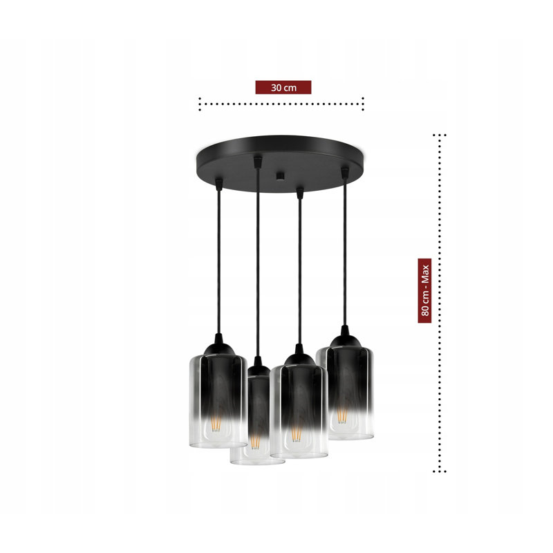 Elli-Mae 4 - Light Cluster Cylinder Pendant, Graphite